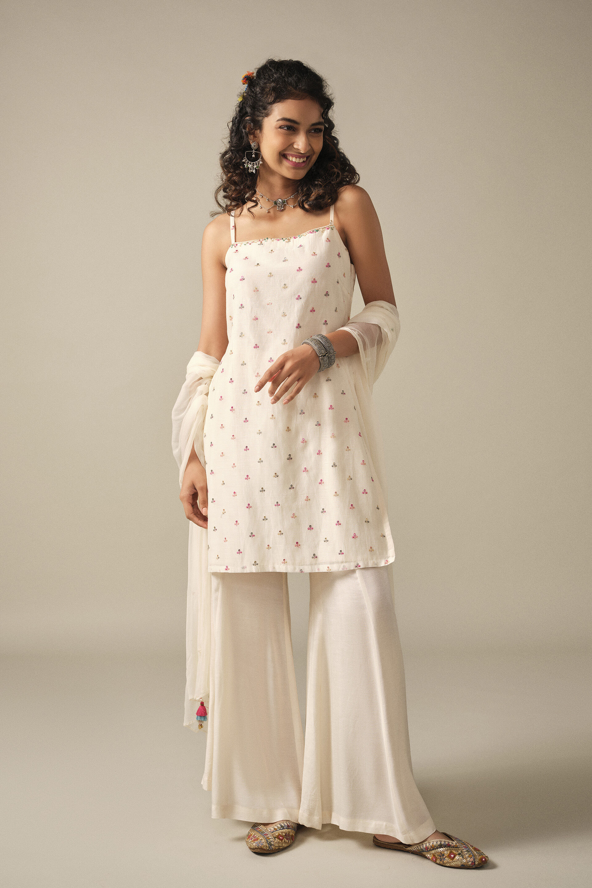 Strappy Sharara Set in White